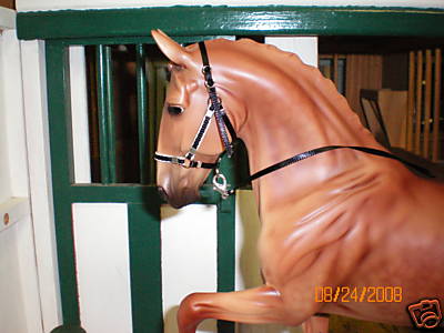 Jaapi BLACK/WHITE STRIPED halter w/lead - fit Breyer traditional
