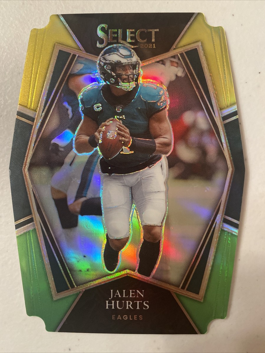 2021 Panini Select Yellow,Green Prizm Die-Cut Jalen Hurts #128 SP