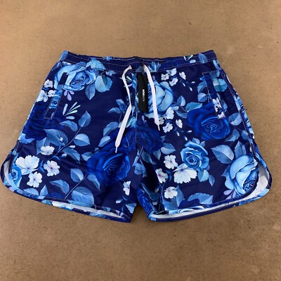 Fashion Nova Men Size XXL Blue Garden Volley Swim Trunks NWT *Flaw