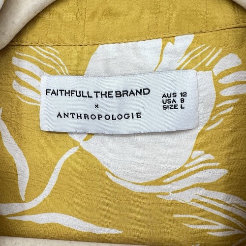 Faithful The Brand Anthropologie Toulin Floral Top Tie Front Floral Yellow Sz 8 - Picture 4 of 16