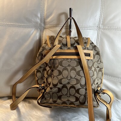 Vintage Coach Backpack Bag Signature Jacquard Brown Tan  display picture 3