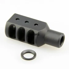 .223 Aluminum Muzzle Brake 1/2x28 Thread Black Hard Anodized w/ washer