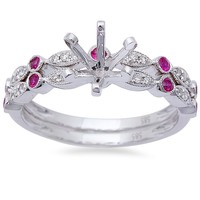 .30ct Pink Sapphire & Diamond Semi Mount Engagement Wedding Bridal Set on sale .30ct Pink Sapphire & Diamond Semi Mount Engagement Wedding Bridal Set on sale