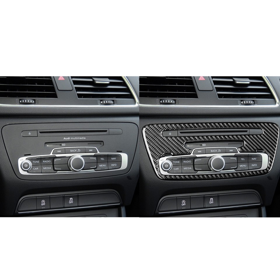 1PC Car CD Player Panel Decal Carbon Fiber Sticker Trim For Audi Q3 14