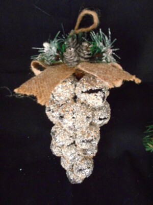 Glistening Jingle Bell Swag w Burlap Bow