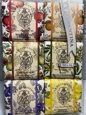 MARIO FISSI LA FLORENTINA ASSORTED SOAP SET,IRIS ORANGE,GRAPE,LEMON,FIG, 6X 3.7