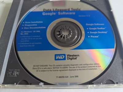 Western Digital Data Lifeguard Tools Google Software Version 11.3 2006 DISC ONLY