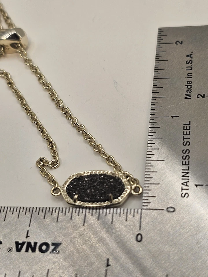 Pulsera Kendra Scott Gris Elaina Cadena Ajustable Drusy Latón Chapado en Oro 14k Foto 3 de 4