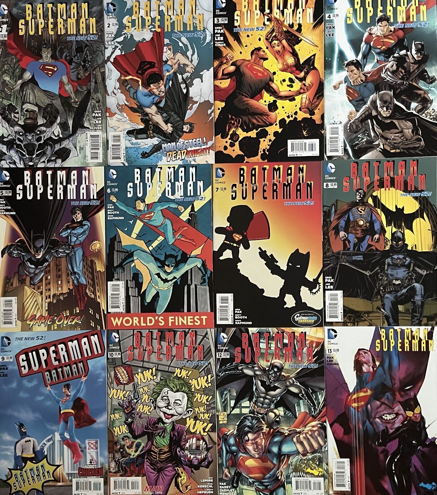 Batman Superman 1 2 3 4 5 6 7 8 9 10 12 13 all variants 2013 DC comic book lot