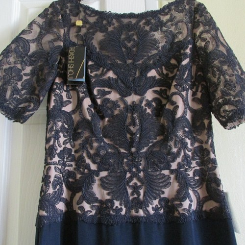 SZ 10 Tadashi Shoji Navy Nude Griffon Gown Full Length Dress NWT - Picture 4 of 5