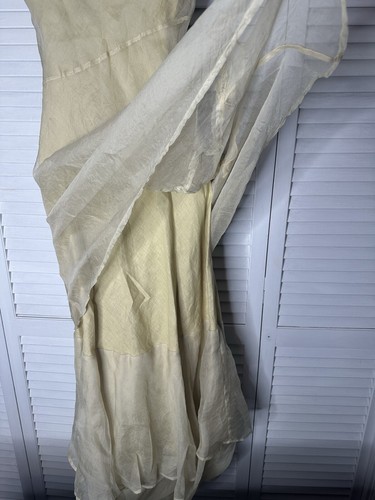 Tiar Los Angeles Silk Organza Sheer Linen Romantic Fairy Ethereal Tan Dress XS - Picture 8 of 14