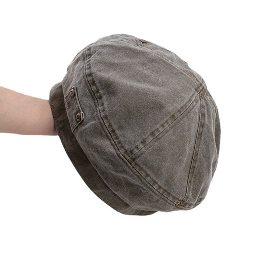 Unisex Adjustable Wash Cotton Denim Beret Hat Retro Jean Cap Casual Hat - Picture 1 of 6