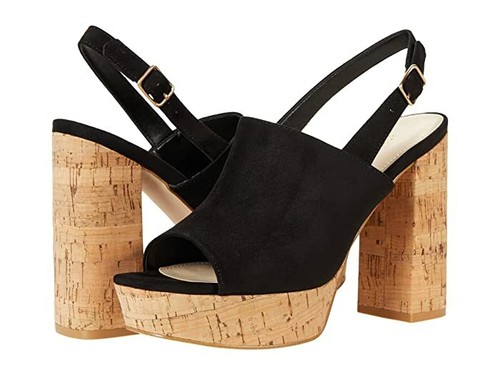 black platform cork sandals