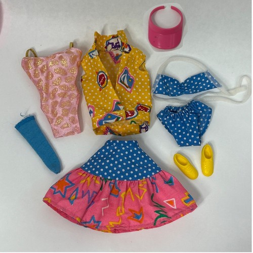 Barbie California Dream Pool Doll Swimsuit Vest 4439 Skirt Blue Polka Dot 1987