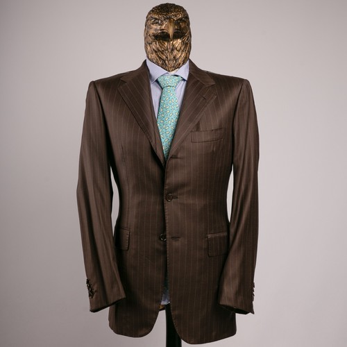 NWOT $3650 PATRICK HELLMANN by ATTOLINI Pure Wool Striped Suit Brown 44US/54IT - Picture 5 of 22