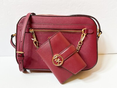 MICHAEL KORS JET SET ITEM CHAIN CROSSBODY BAG + BIFOLD WALLET SET MULBERRY