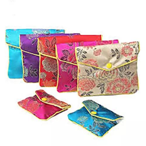 12 piezas Joyería Cartera de Seda China Bordada Brocado Cremallera Paquete de Regalo - Imagen 1 de 2