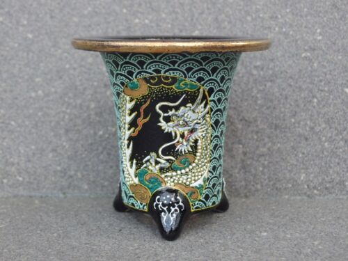 Japanese Bonsai Orchid Omoto Pot φ4.6"(11.7cm) Dragon Painted by WATARU R021 - Picture 1 of 6