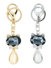 TB Cute Kitty Cat Sparkle Rhinestone Ribbon Bow Women Kid Fashion Charm Keychain