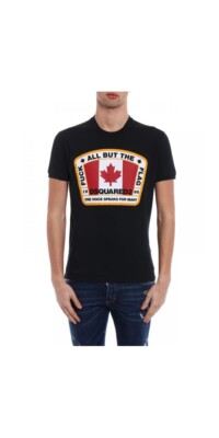 Dsquared2 Cool T-Shirt Schwarz Herren Canada Flaggen Logo