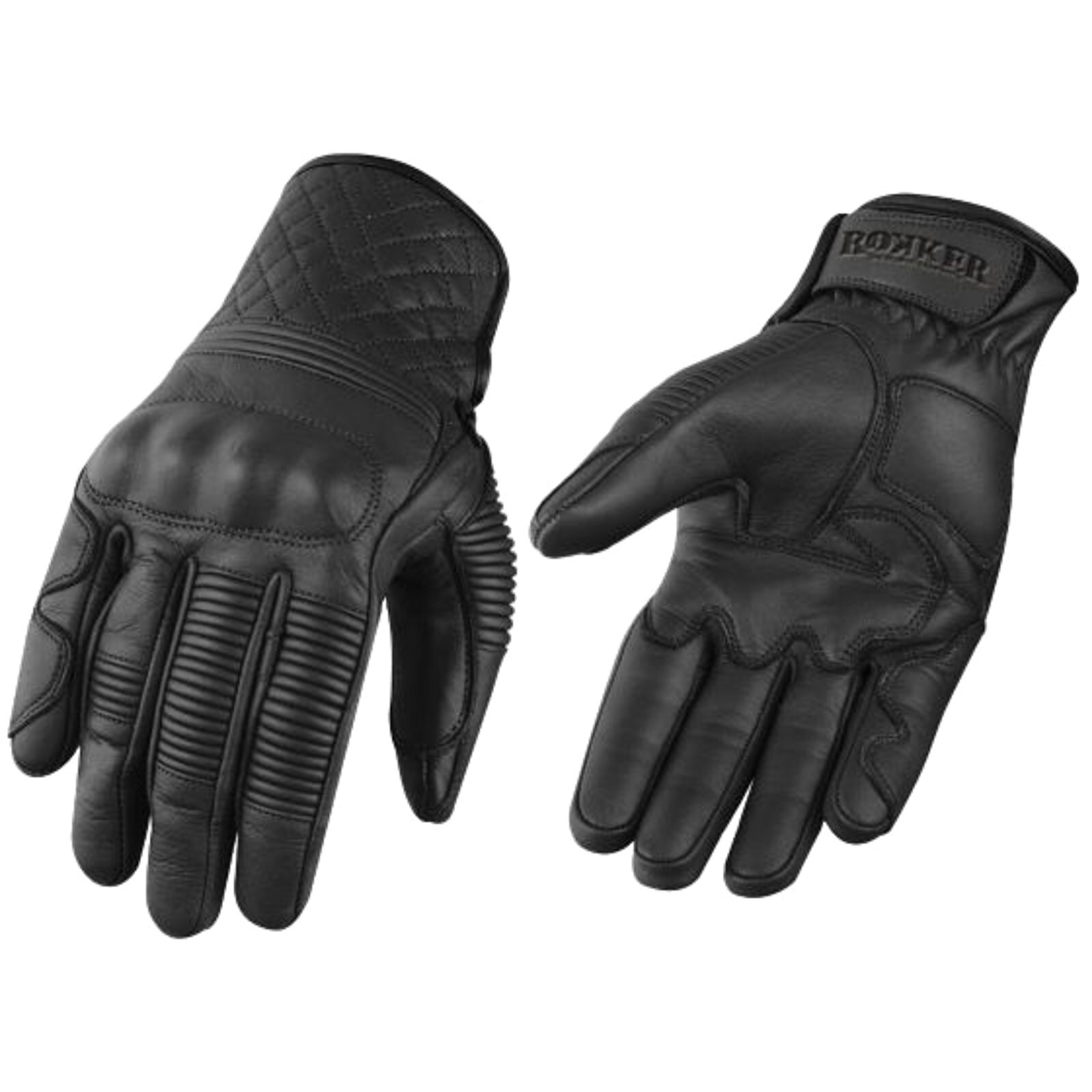 (S) Rokker Tucson Leather Gloves Black - Image 2