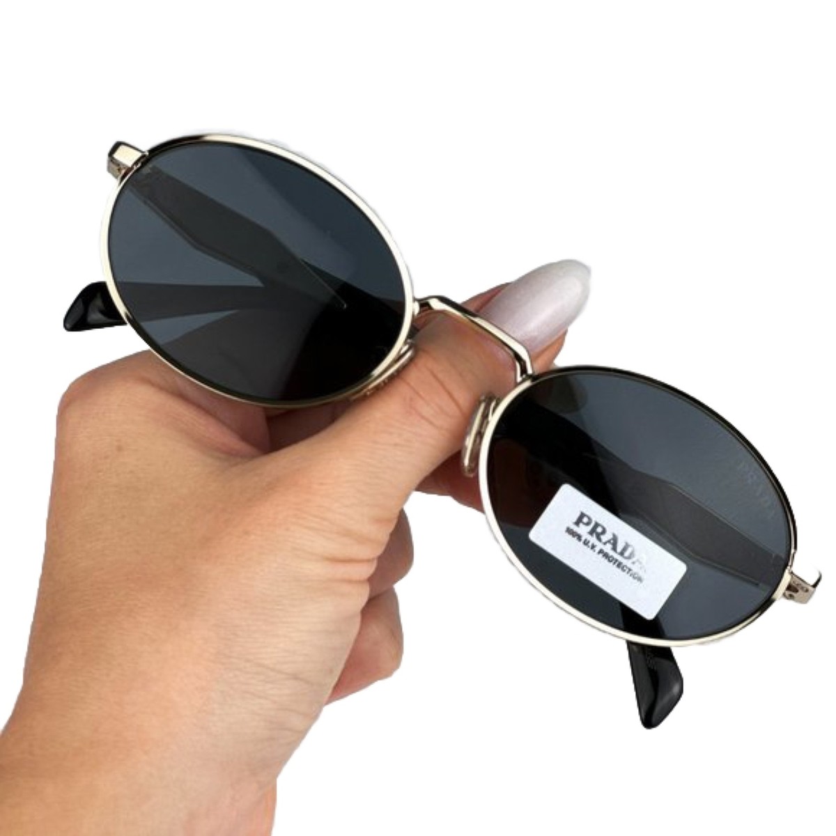 PRADA PR 65ZS ZVN09T Gold Black Grey Lenses Sunglasses AUTHENTIC