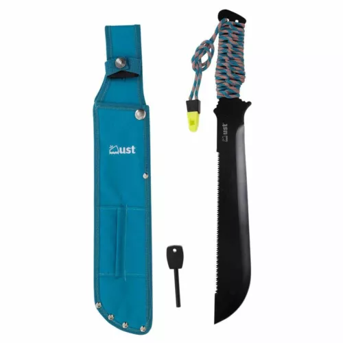 UST ParaCuda PRO Machete With Paratinder Cord Sawtooth Edge Sturdy Secure Grip