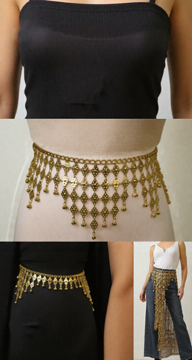 Women Antique Gold Metal Belly Dance Ethnic Middle East  display picture 3