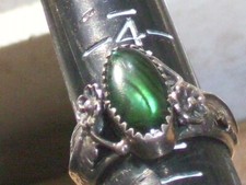 Vintage Circle J. W. sterling, green Abalone Shell 4 3/4 to 5 flower leaf ring