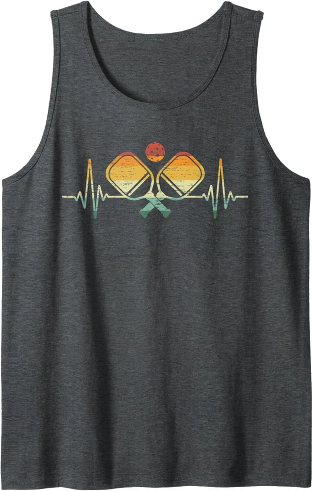 Pickleball Heartbeat Design for a I Love Pickleball Player Tank Top