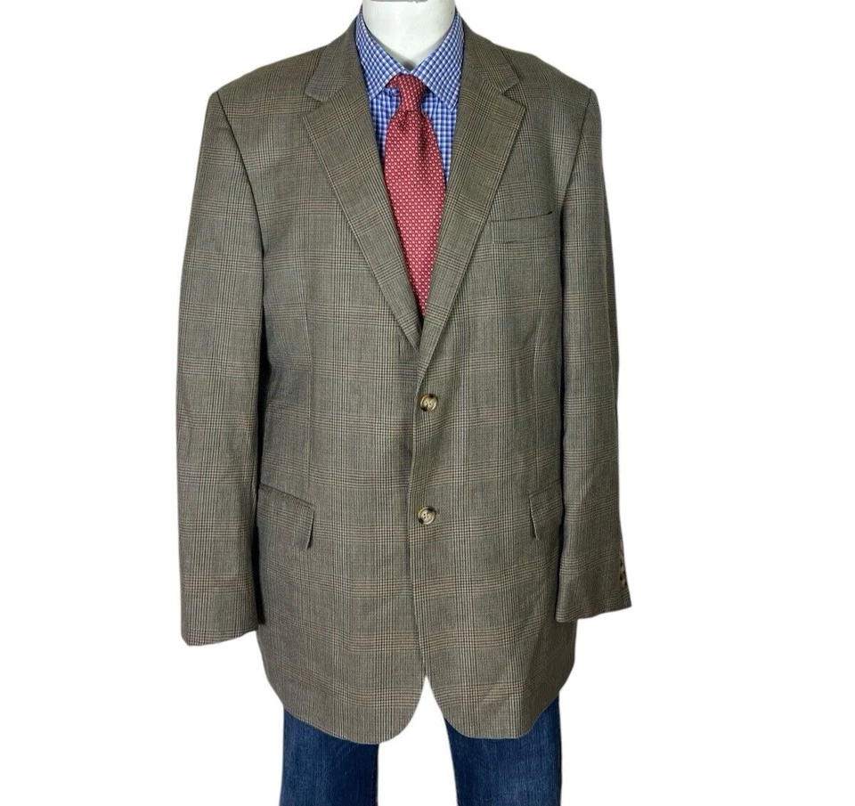 Chaqueta Abrigo Deportivo Andrew Fezza 2 Botones Cuadros Lana SEDA PARA Hombre 44l Bonita. Foto 2 de 4