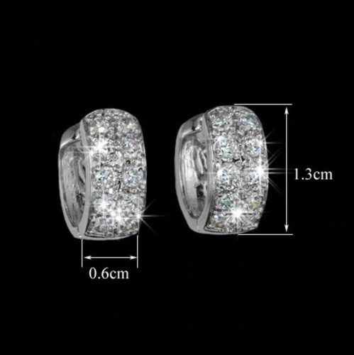 Men’s/Boy’s: Neymar - 10 Sparkling Cubic Zirconia 18K White Gold Huggie Earrings - Picture 5 of 5