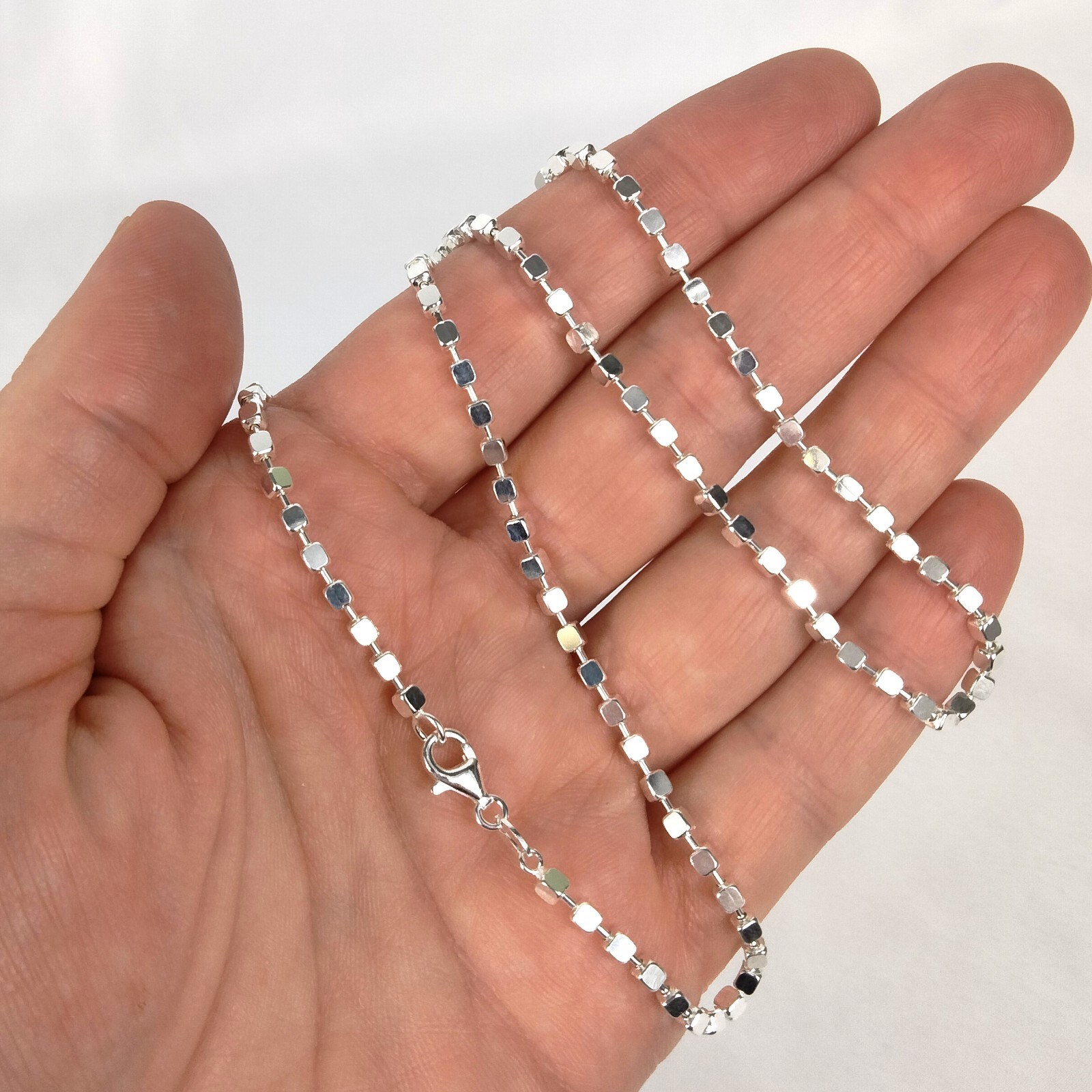 Sterling Silver Cube Chain - 2.3mm 18