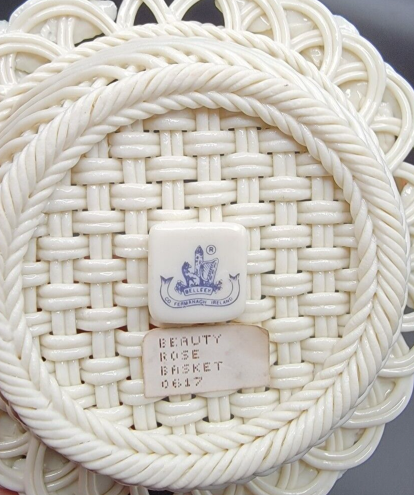 Irish Belleek Beauty Rose Basket B0617 eBay