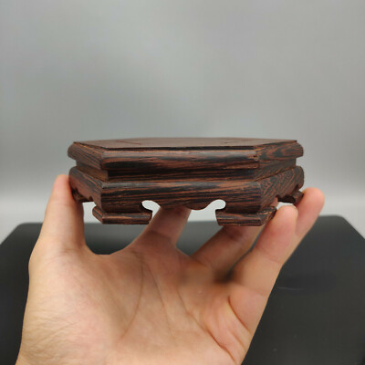 4.75'' Small Hexagon Bonsai Display Stand Made with Jichi Wood Practical Decor