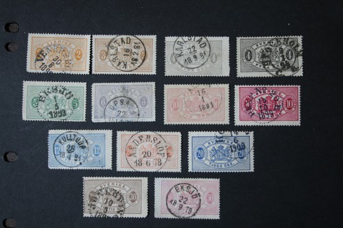Sweden. Officials. 1874. 13 from the set. used. catalogued £150+