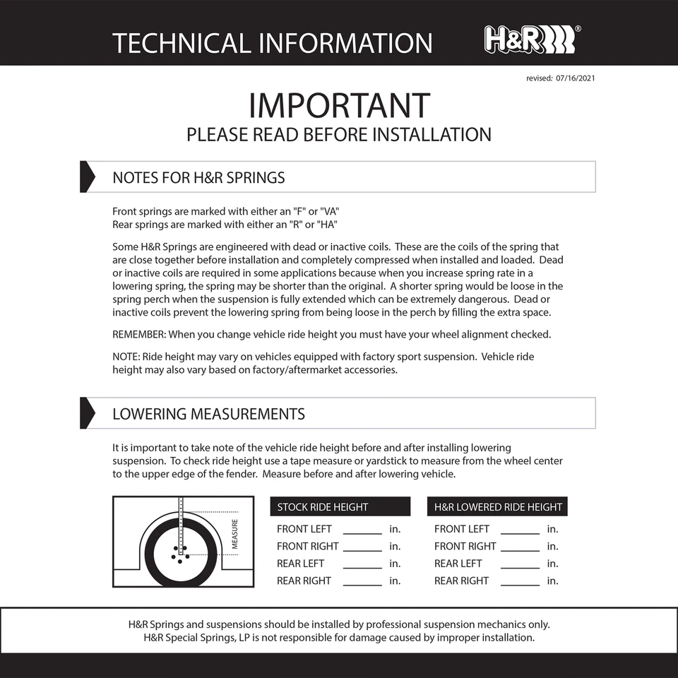 Комплект гоночных пружин занижения H&R 50424-88 для 1992-98 BMW 325i 325is 328i 328is E36 - Изображение 2 из 4