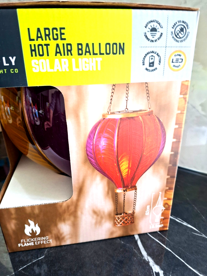 62cm Large Bright Pink Multi Hot Air Balloon LED Solar Light new | eBay UK