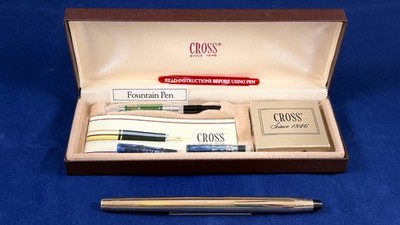 CROSS 10K GOLD-FILLED ROLLED CLASSIC CENTURY FOUNTAIN PEN w14K