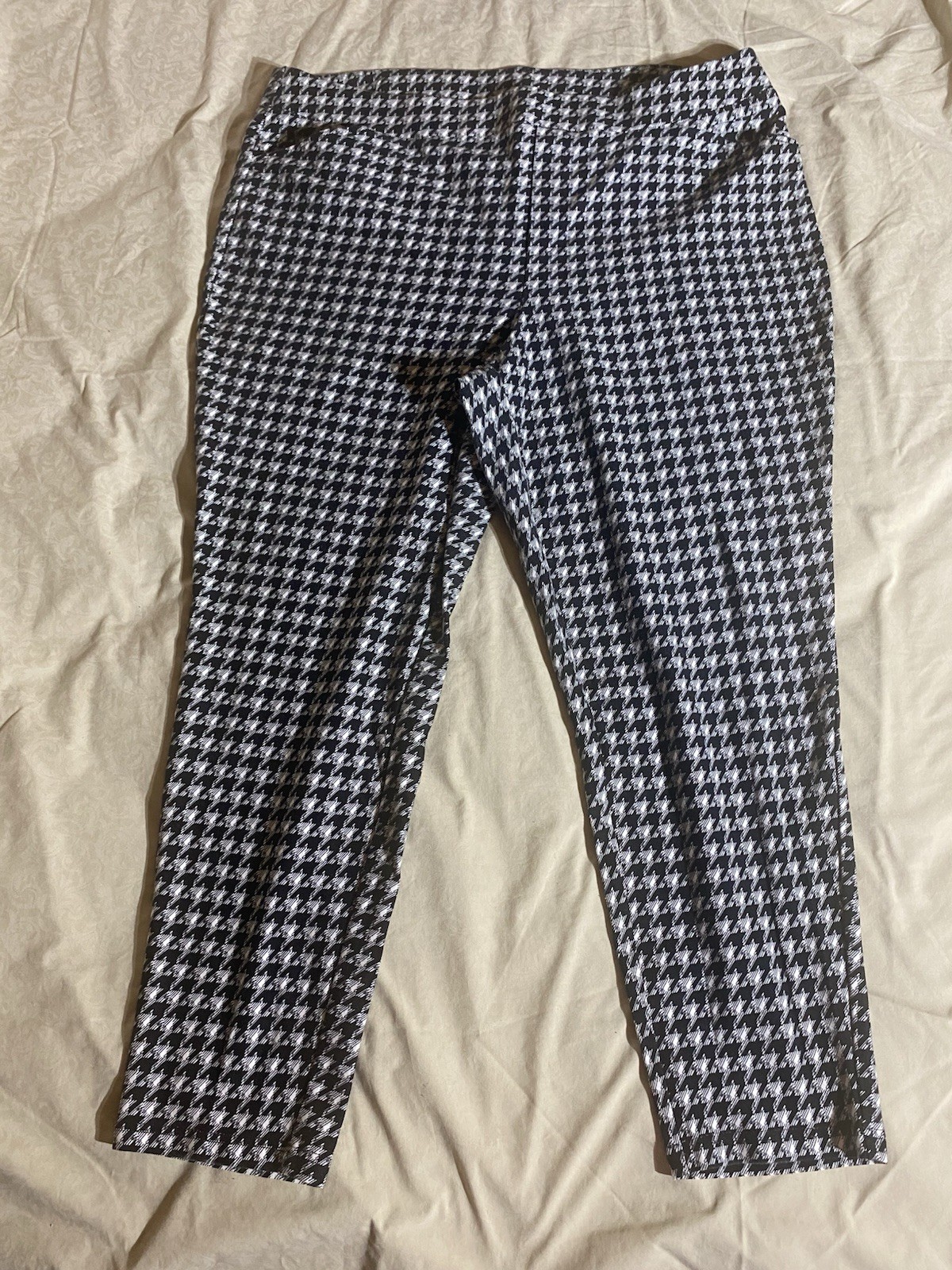CATO Black White Houndstooth Pattern Leggings Pan… - image 1