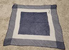Vintage Burmel Navy And White 22 21" Scarf