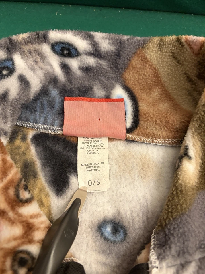 复古黑山全拉链夹克小号小猫 AOP 拉链羊毛美国制造 — 第 4/4 张图片