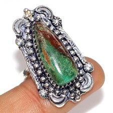 925 Silver Plated Exclusive Chrysoprase Ring Jewelry Size US 9.5 GW