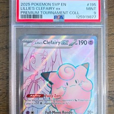 Pokemon TCG 2025 Lillie's Clefairy ex #195 SVP Promo Full Art Holo PSA 9 EN