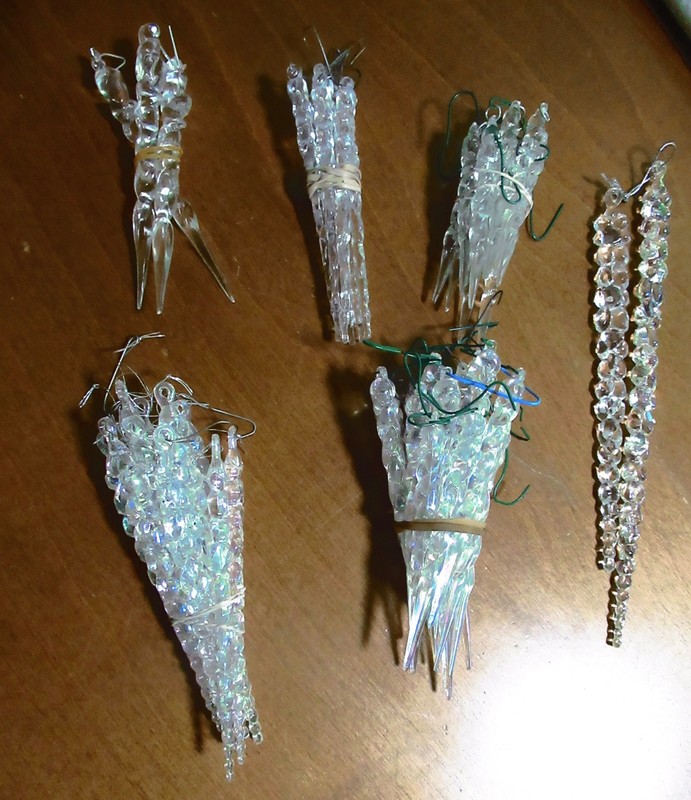 Vintage LOT of Christmas Plastic Icicle Tree Ornaments--Different Sizes