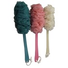 Bath Back Scrubber Shower Body Brush Sponge Wooden Long Handle Flower