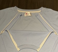 Comfy Chemo Women's Long Sleeved Pullover 2 Port Access Zippers Sky Blue Large