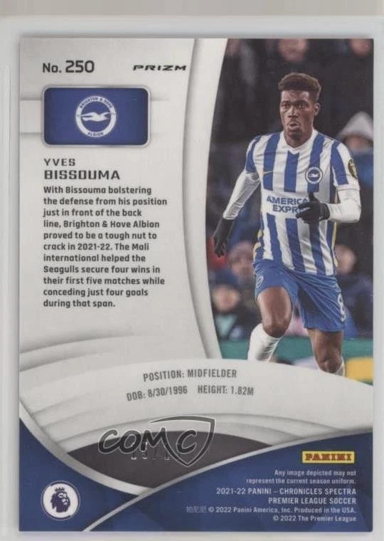 2021 Chronicles Base Premier League FOTL Pink Wave Prizm /19 Yves Bissouma #250 - Image 2 of 2