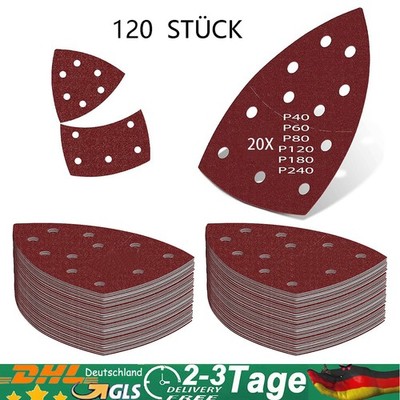 120X Delta Dreieck Schleifpapier für Bosch Deltaschleifer Parkside P40-P240