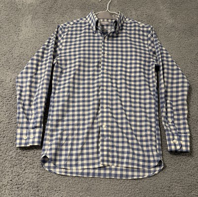 Hickey Freeman Button Shirt Mens Small Blue/White Check Dress Casual Business